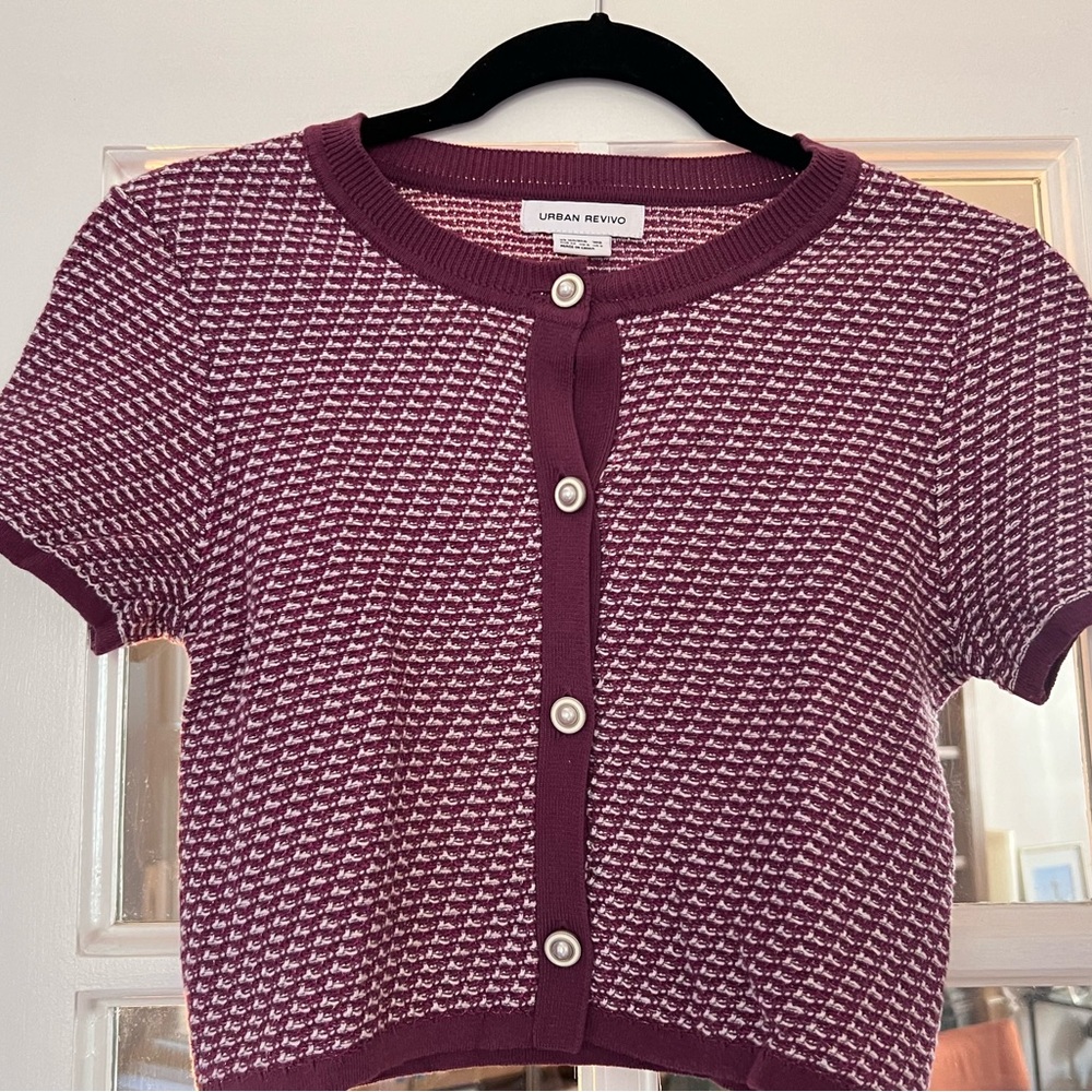 Urban Revivo Burgundy Knit Cardigan